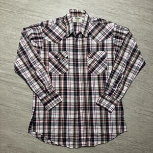 VTG RUDDOCK SHIRTS Made in USA Western Men L Pearl Snap Lightweight Shirt Cowboy